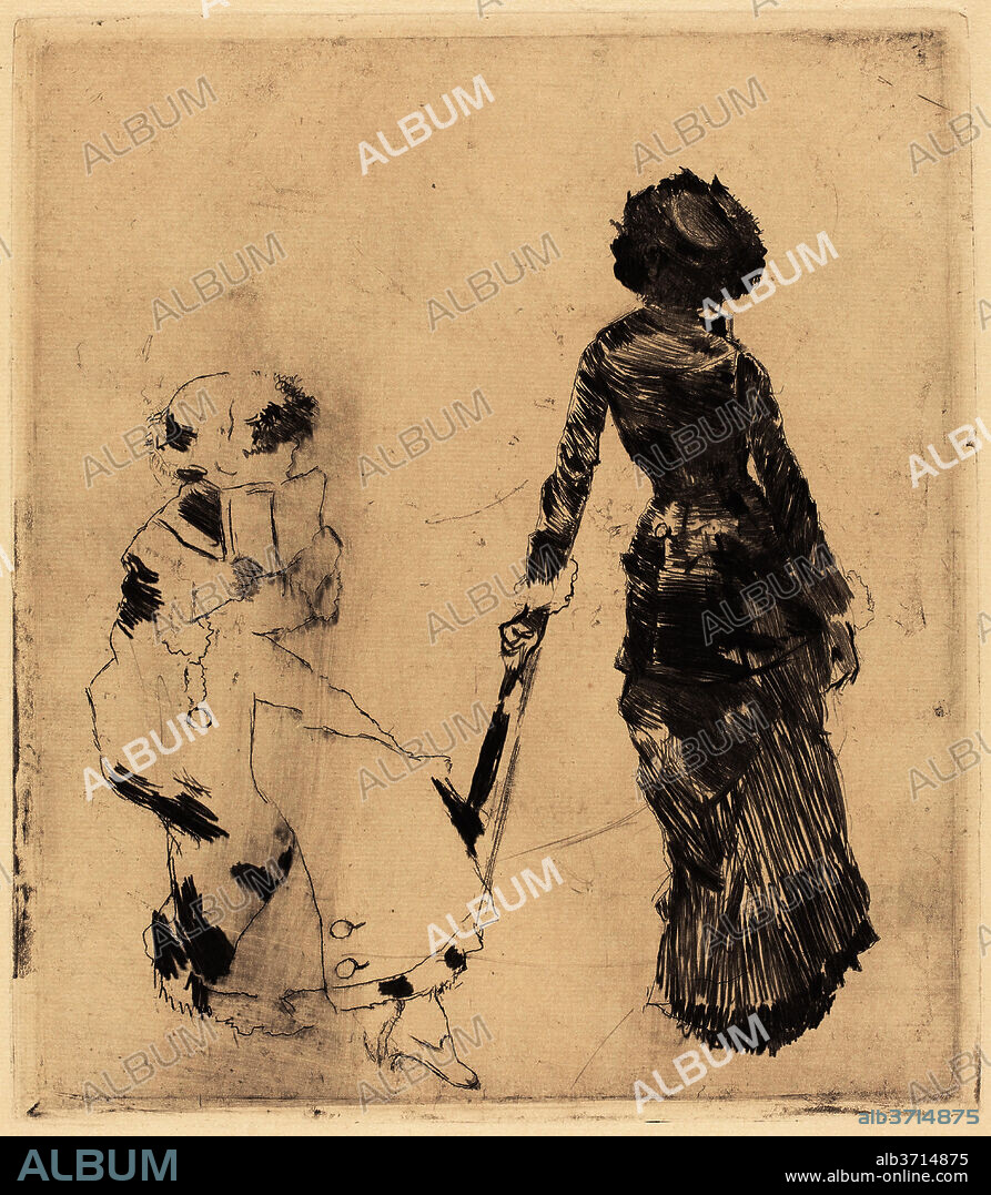 EDGAR DEGAS. Mary Cassatt at the Louvre: The Etruscan Gallery. Dated: 1879/1880. Dimensions: plate: 26.8 x 23.4 cm (10 9/16 x 9 3/16 in.)  sheet: 43 x 30.4 cm (16 15/16 x 11 15/16 in.). Medium: soft-ground etching and drypoint on laid paper.