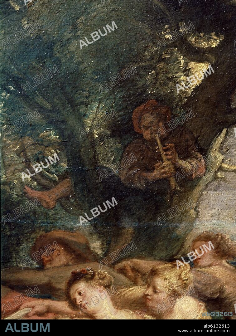 PETER PAUL RUBENS. DANZA DE PERSONAJES MITOLOGICOS Y ALDEANOS - 1630-1635 - O/T - NP 1691 - BARROCO FLAMENCO - CONJUNTO 7737.