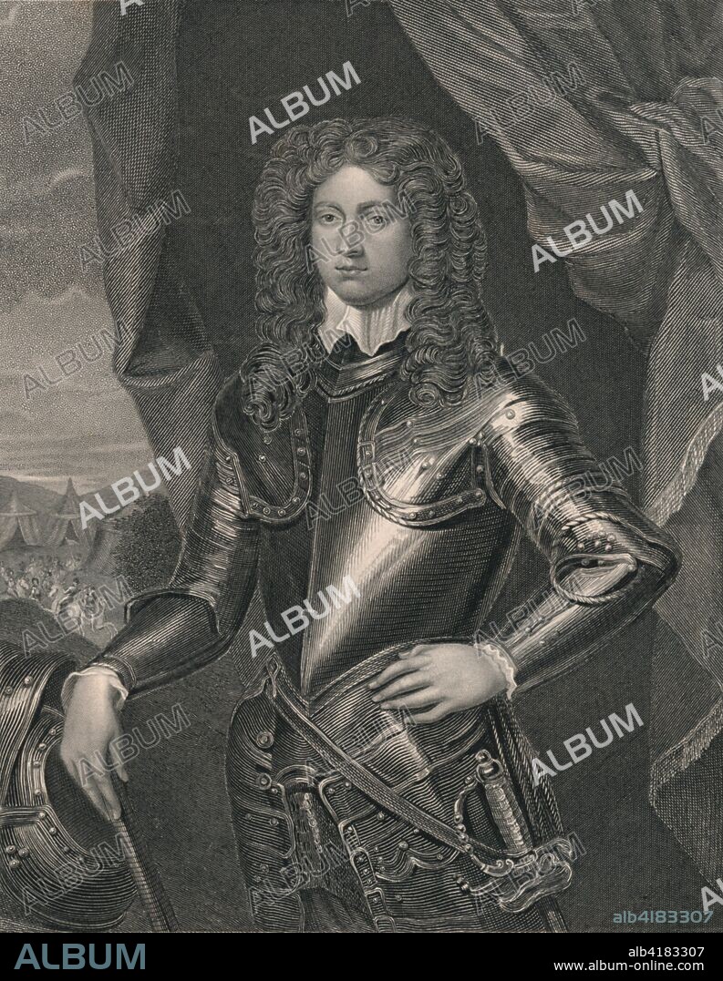 'Henry Spencer, First Earl of Sunderland', (early-mid 19th century). Portrait of English soldier Henry Spencer, 1st Earl of Sunderland (c1620-1643). Spencer fought on the side of the Royalists in several battles during the English Civil War. He was at the Battle of Edgehill in 1642, the Siege of Gloucester in August 1643 and the First Battle of Newbury in September of that year where he was killed, aged 23, by a cannon ball. 'From the original of Walker, in the collection of The Right Honourable The Earl Spencer'. [The London Printing and Publishing Company, London].