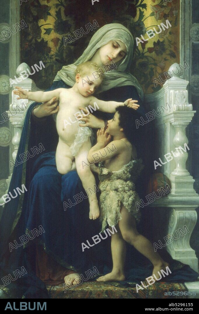 Virgin Mary & Jesus.  William-Adolphe Bouguereau (30 November 1825 – 19 August 1905) was a French academic painter. In his realistic genre paintings he used mythological themes, making modern interpretations of classical subjects, with an emphasis on the female human body..