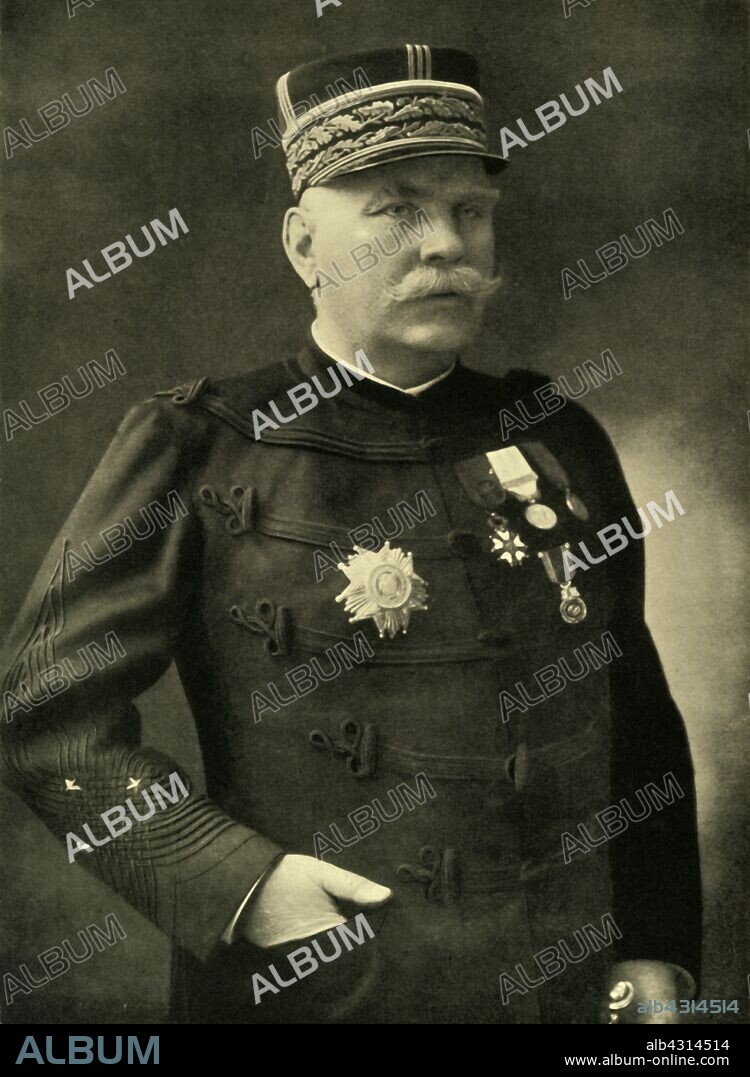 HENRI MANUEL. 'General Joffre, c1915, (1920). Portrait of Joseph Joffre, French First World War general. Joffre (1852-1931) was declared the 'saviour of France' when the German advance was halted at the Battle of the Marne in September 1914. Two years later he was effectively dismissed as Commander in Chief, but such was his public popularity his removal was disguised by appointing him Marshal of France. From "The Great World War - A History" Volume III, edited by Frank A Mumby. [The Gresham Publishing Company Ltd, London, c1920].