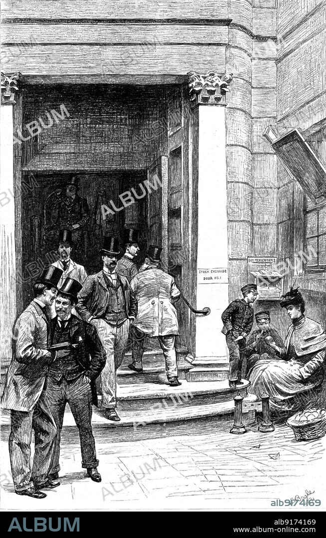 WILLIAM LOCKHART BOGLE. ''The London Stock Exchange - The Entrance in Chapel Court', 1891. From "The Graphic. An Illustrated Weekly Newspaper", Volume 44. July to December, 1891.