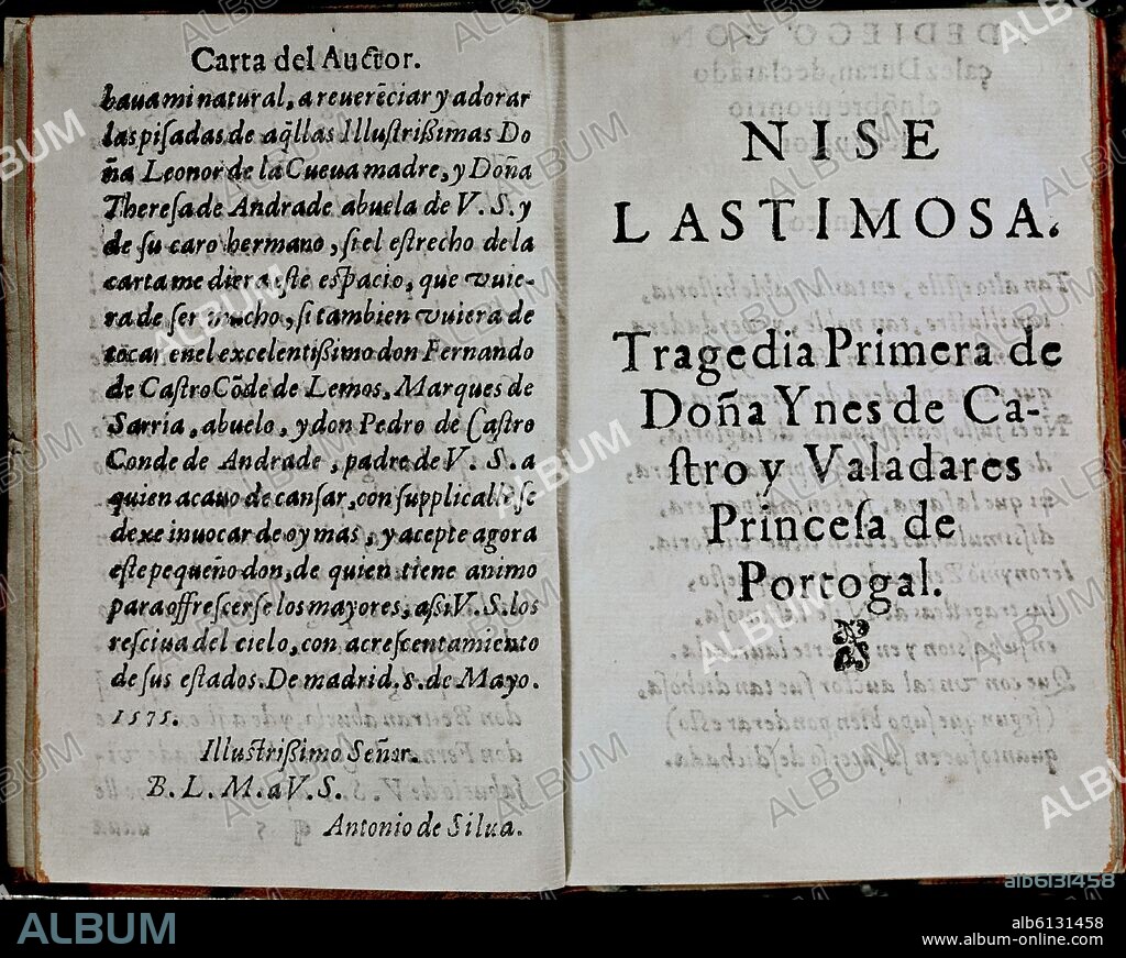 BERMUDEZ FRAY. NISE LASTIMOSA- PORTADA-TRAGEDIA PRIMERA DE DOÑA INES DE CASTRO-TEATRO HUMANISTICO 1577.