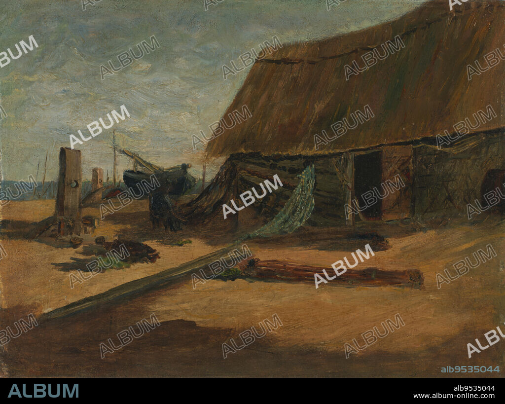 EDWARD MITCHELL BANNISTER. Fishing Shacks. oil on wood. Date: ca. 1877-1885.