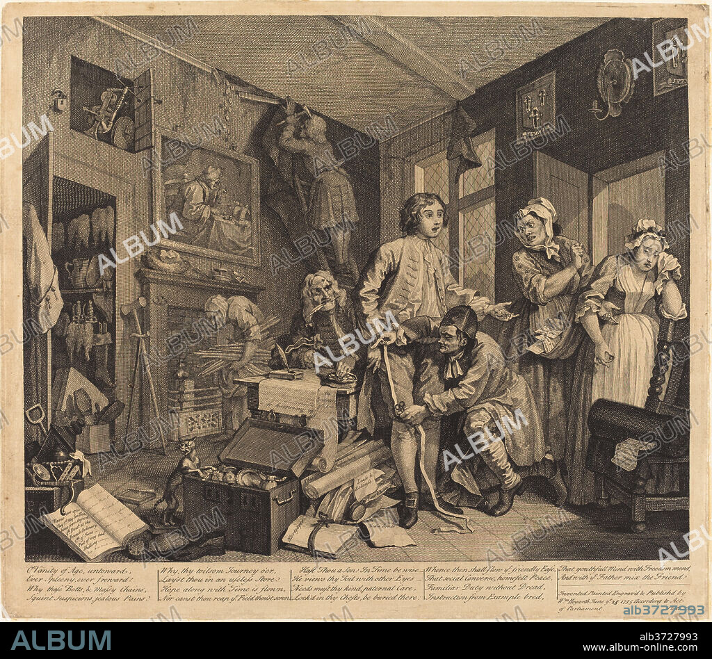 WILLIAM HOGARTH. A Rake's Progress: pl.1. Dated: 1735. Medium: etching and engraving.