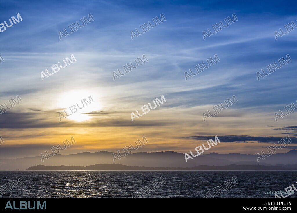 Sunset on the coastline of Kaikoura, South Island, New Zealand, Pacific.