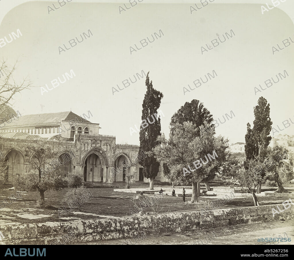 Interior of the Haram-ash-Sharif : a. Masjed-al-Aksa from the s.e. corner of the platform; b. north front of Masjed-al-Aksa, still image, Photographs, 1865, Wilson, Charles William, Sir (1836-1905), McDonald, James (1822-1885).