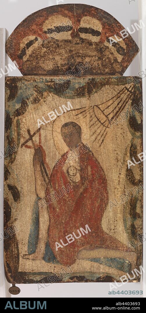New Mexican: Saint Jerome (San Geronimo), The A. J. Santero, New Mexican, c. 1825–1830, Water-based paint on wood panel, Overall: 8 3/4 x 5 7/8 in. (22.2 x 14.9 cm).