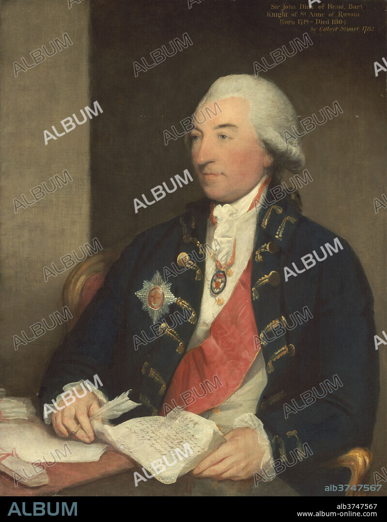 GILBERT STUART. Sir John Dick. Dated: 1783. Dimensions: overall: 91.8 x 71.4 cm (36 1/8 x 28 1/8 in.)  framed: 109.9 x 89.5 x 6.4 cm (43 1/4 x 35 1/4 x 2 1/2 in.). Medium: oil on canvas.