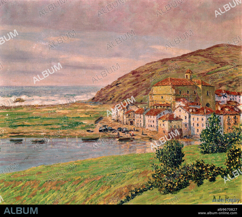 DARIO DE REGOYOS. REGOYOS , DARIO. PINTOR ESPAÑOL .RIBADESELLA 1857 - 1913. " RIA DE ORIO " , OLEO SOBRE LIENZO.