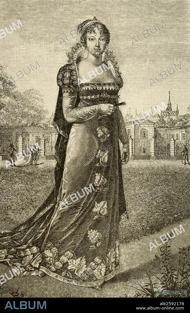MARIA LUISA DE AUSTRIA (Viena, 1791-Parma, 1847). Hija de Francisco I, en 1810 contrajo matrimonio con Napoleón Bonaparte. Grabado del siglo XIX.