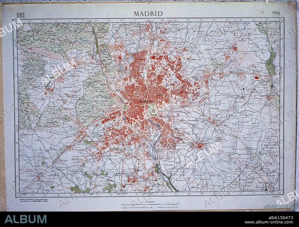 MAPA DE MADRID Y ALREDEDORES EN 1962.