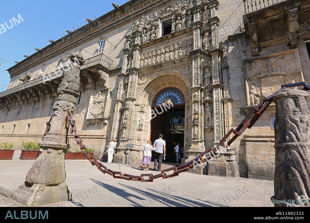 Parador, Hostal dos Reis Católicos, Praza do Obradoiro, Santiago de Compostela, A Coruña province, Galicia, Spain.