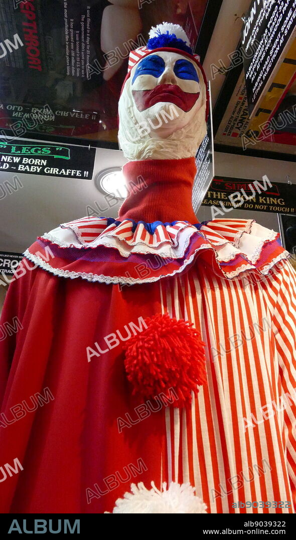 A clown costume and mask similar to that worn by John Wayne Gacy. John Wayne Gacy Jr. (1942-1994) an American serial killer and rapist during the 1970s.