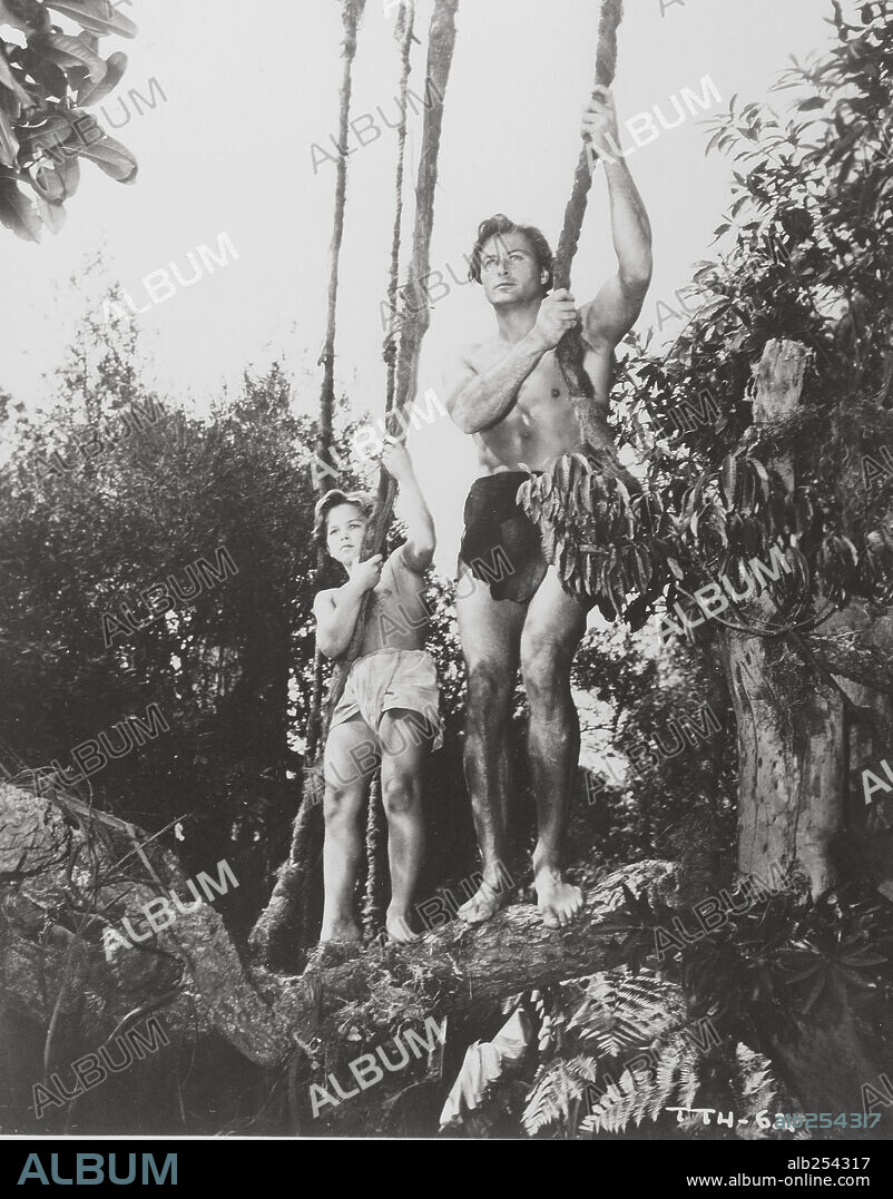 LEX BARKER in TARZAN'S SAVAGE FURY, 1952, directed by CY ENDFIELD. Copyright RKO.