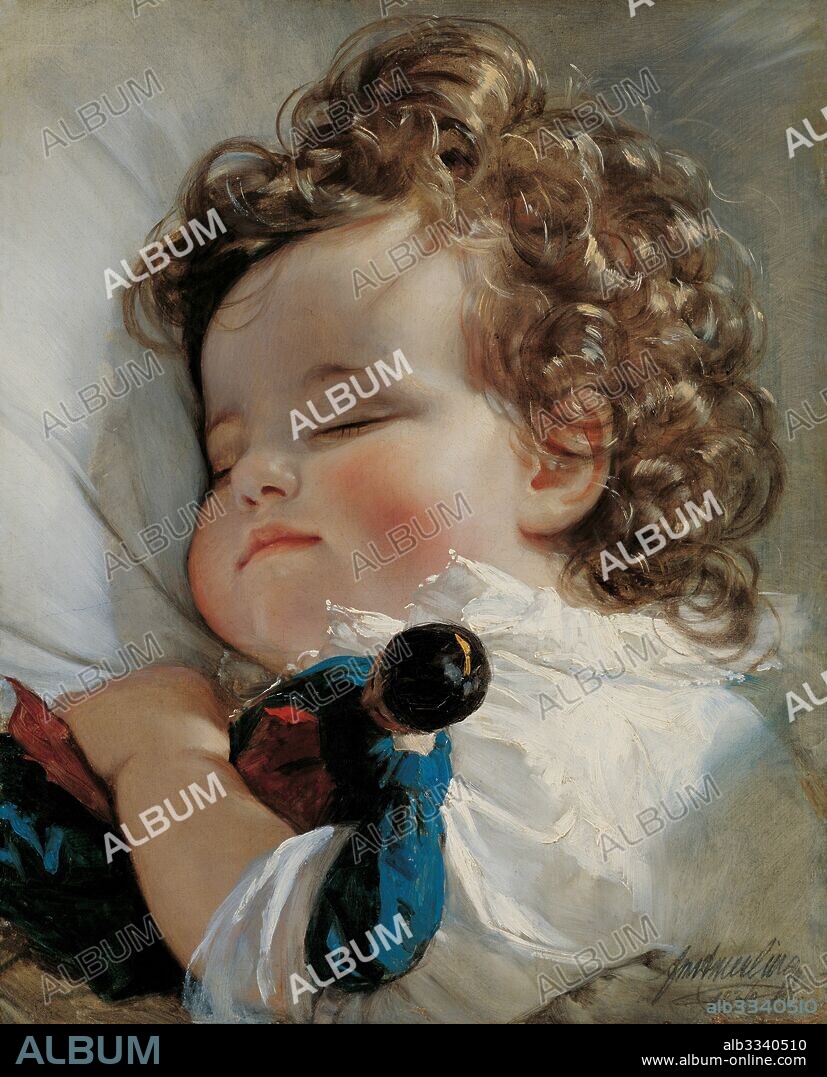 FRIEDRICH RITTER VON AMERLING. Portrait of Princess Marie Franziska von Liechtenstein (1834-1909) at the age of two years.