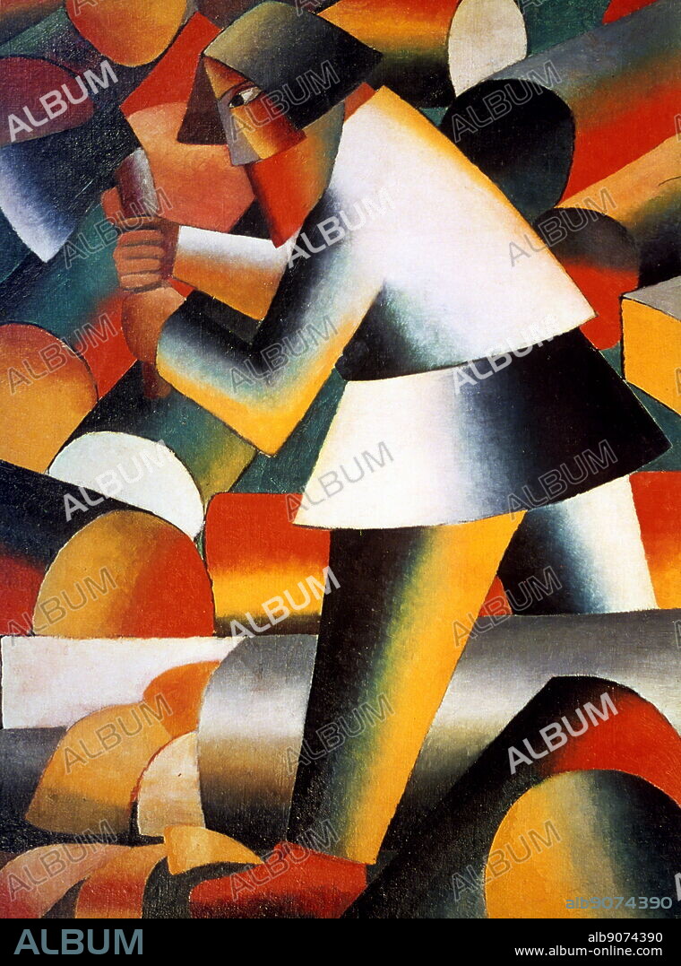 The Logger', 1912, Artist: Kazimir Malevich. Kazimir Severinovich Malevich(1879-1935) was a Russian avant-garde artist and art theorist, whose pioneering work and writing had a profound influence on the development of non-objective and abstract art in the 20th century.. Malevich, Russian painter, born near Kiev, trained at Kiev School of Art and Moscow Academy of Fine Arts in 1913 began creating abstract geometric patterns in style he called supremacism.