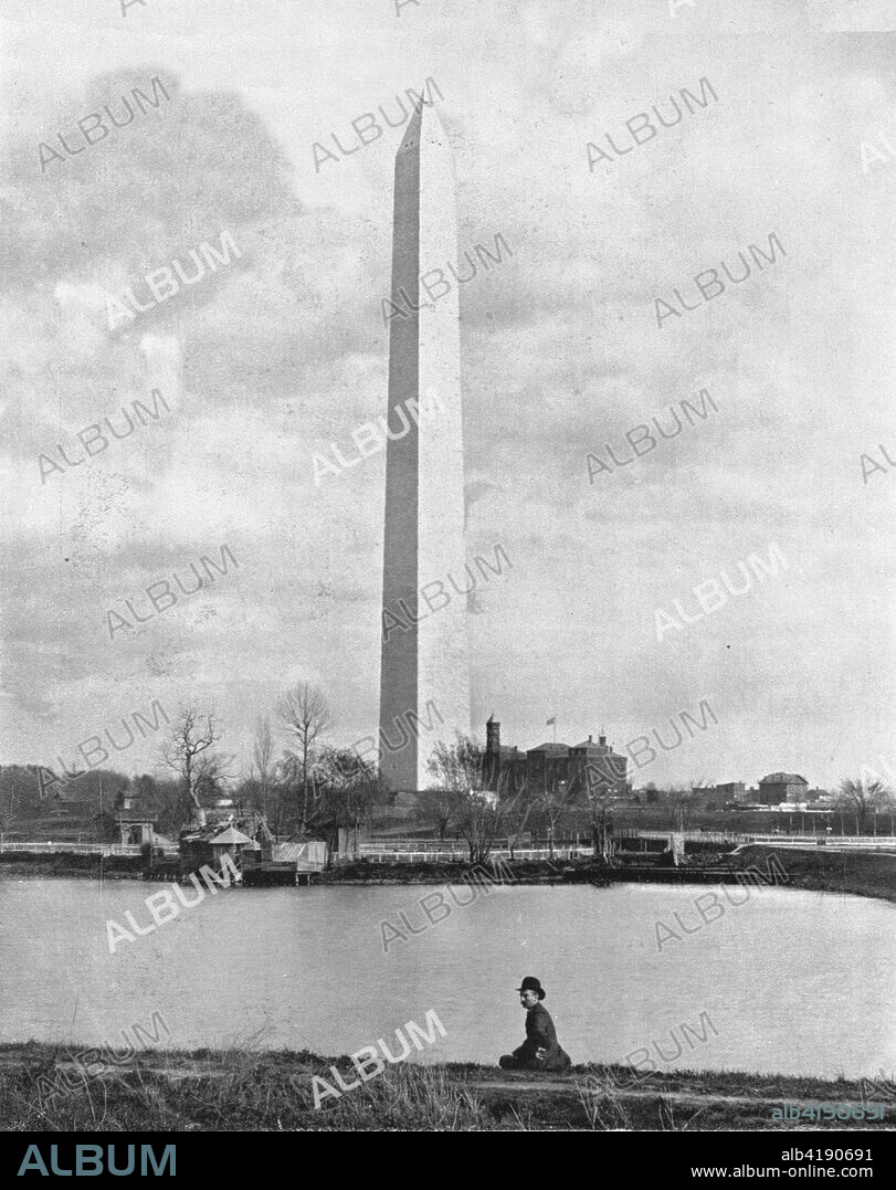 Washington Monument, Washington DC, USA, c1900. Obelisk built to commemorate George Washington (1732-1799), commander-in-chief of the Continental Army and the first President of the United States. From Scenic Marvels of the New World edited by Prof. Geo.R. Cromwell. [C.N.Greig & Co., c1900].
