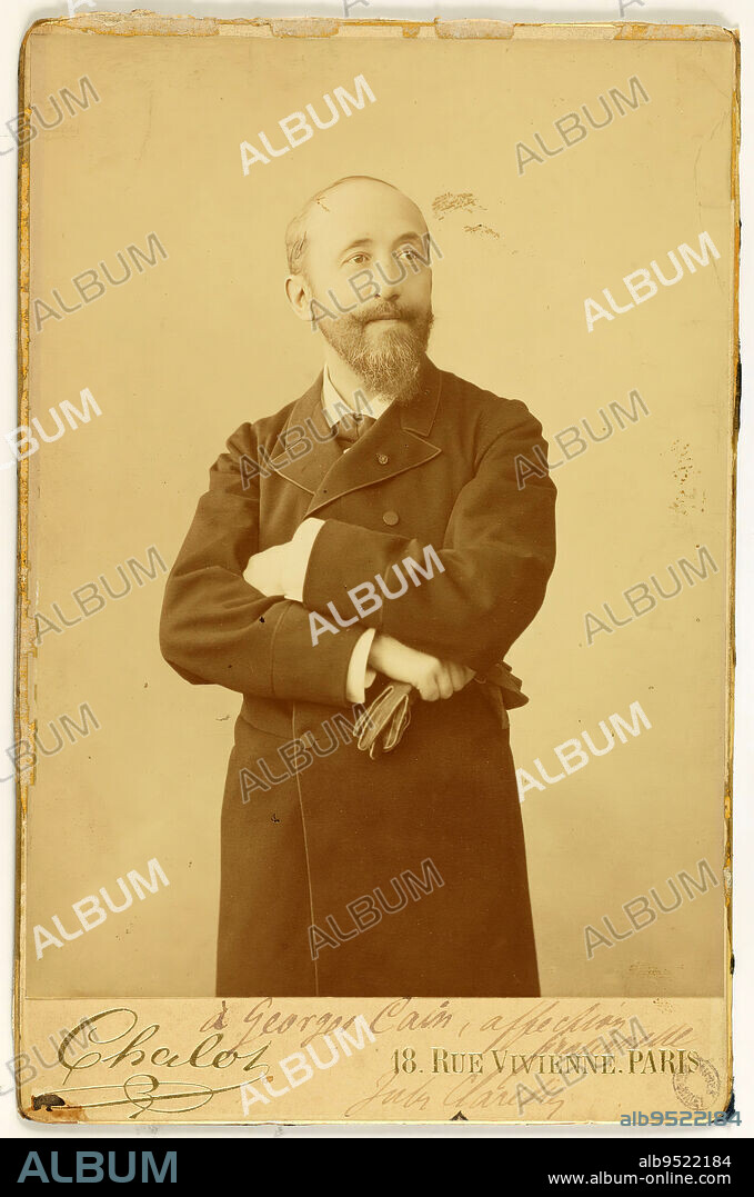 Portrait of Jules Claretie (Arsène, Arnaud, dit Jules), 1840-1913, journalist, writer, Chalot, Isidore Alphonse, Photographer, Photography, Graphic arts, Photography, Albumen paper print, Dimensions - Work: Height: 14.1 cm, Width: 10.3 cm, Dimensions: Height: 16.1 cm, Width: 10.5 cm.
