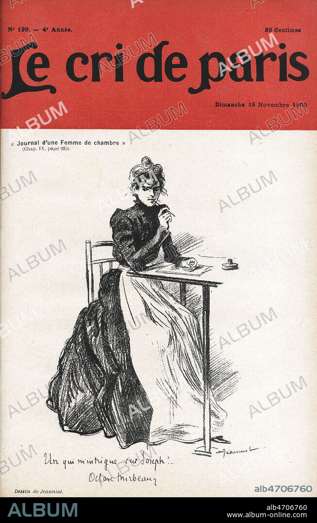 Un qui m'intrigue... c'est Joseph!... Journal d'une femme de chambre d'Octave MIRBEAU (1848-1917). Illustration de JEANNIOT (1848-1934) pour Le Cri de Paris du 18 novembre 1900. Credit : Collection Kharbine-Tapabor.