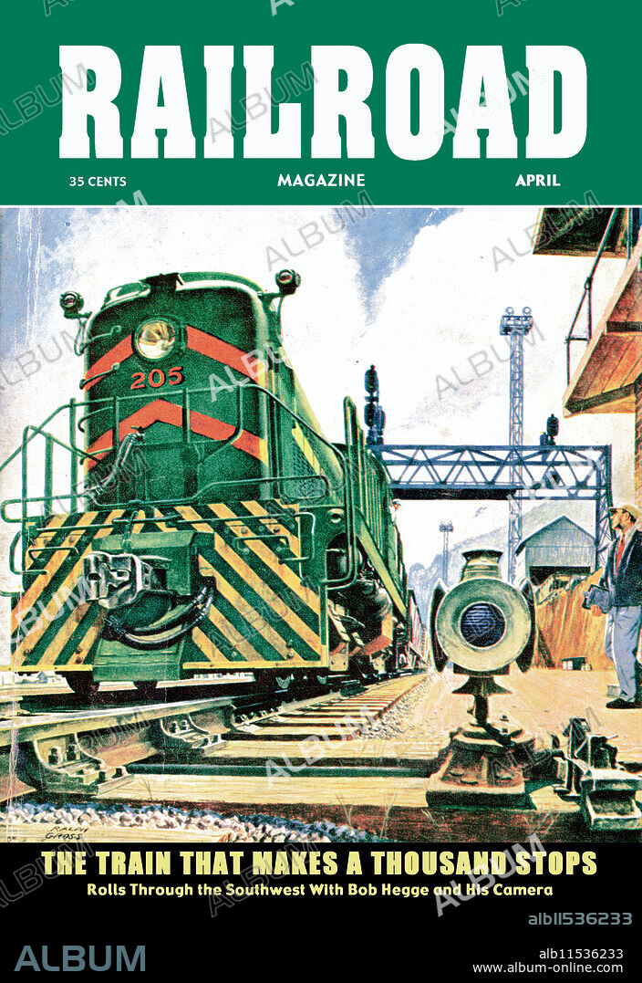 RALPH GROSS. Cover art from Railroad Magazine.  Railroad Magazine was a pulp magazine which first published in October 1906, founded by Frank Anderson Munsey.  In 1979 the magazine ceased publication.