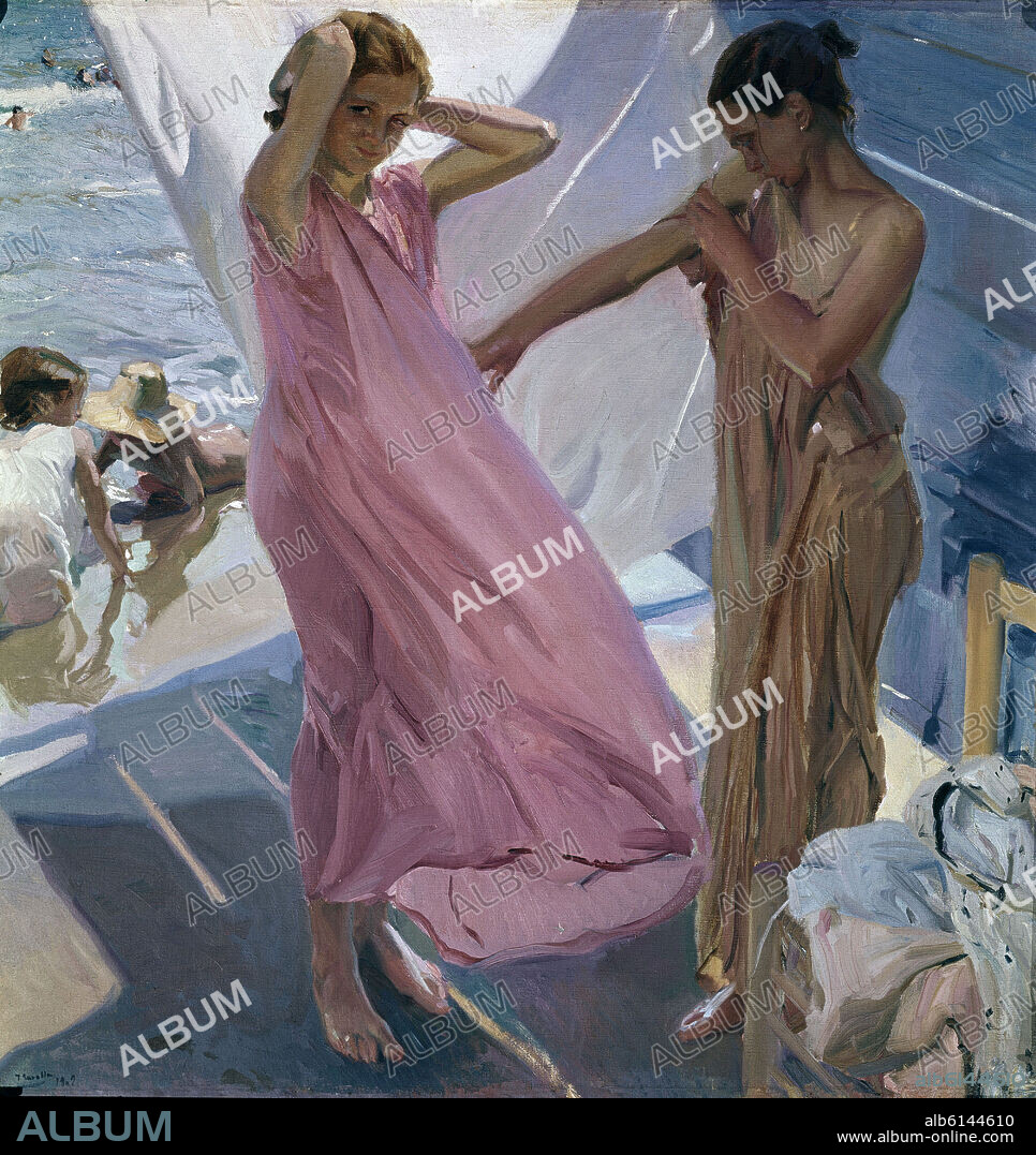 JOAQUIN SOROLLA. SALIENDO DEL BANO (1909). O/L.