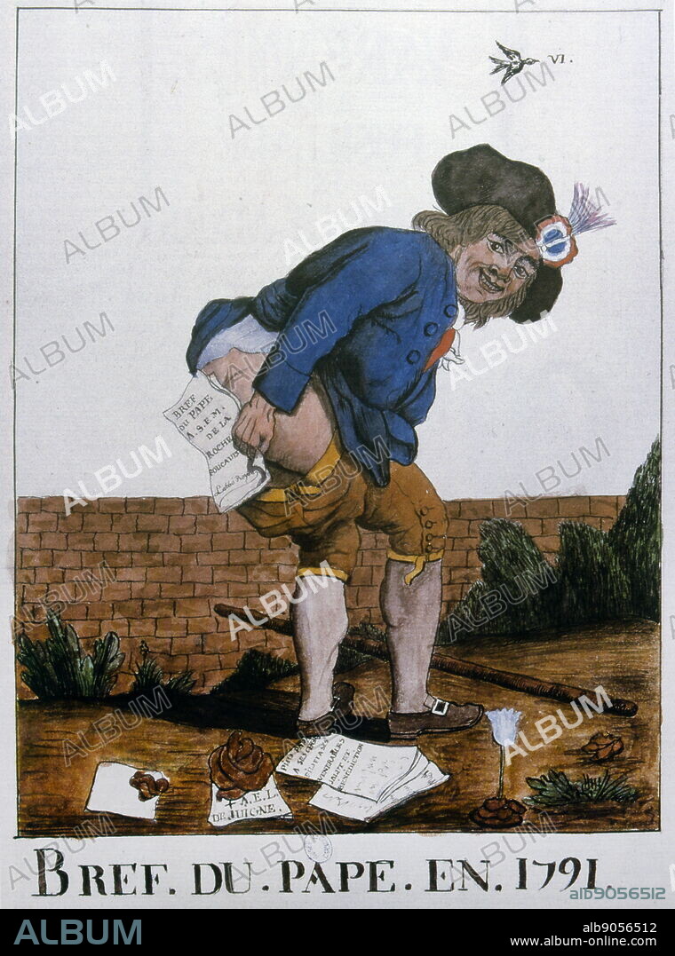 French Revolutionary illustration against Pope Pius VI who had condemned the French Revolution. 1791.