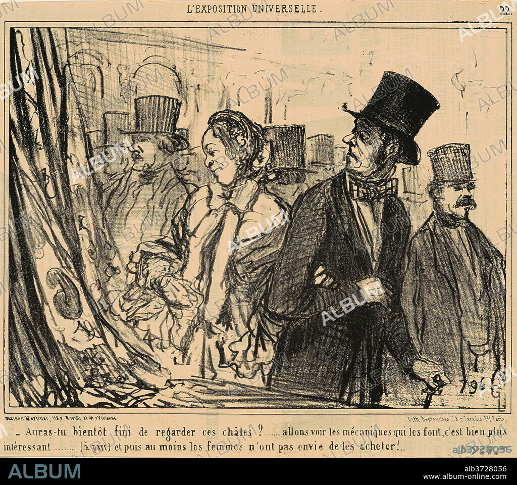 HONORE DAUMIER. Auras-tu bientot fini de regarder ces chales?. Dated: 19th century. Medium: lithograph.
