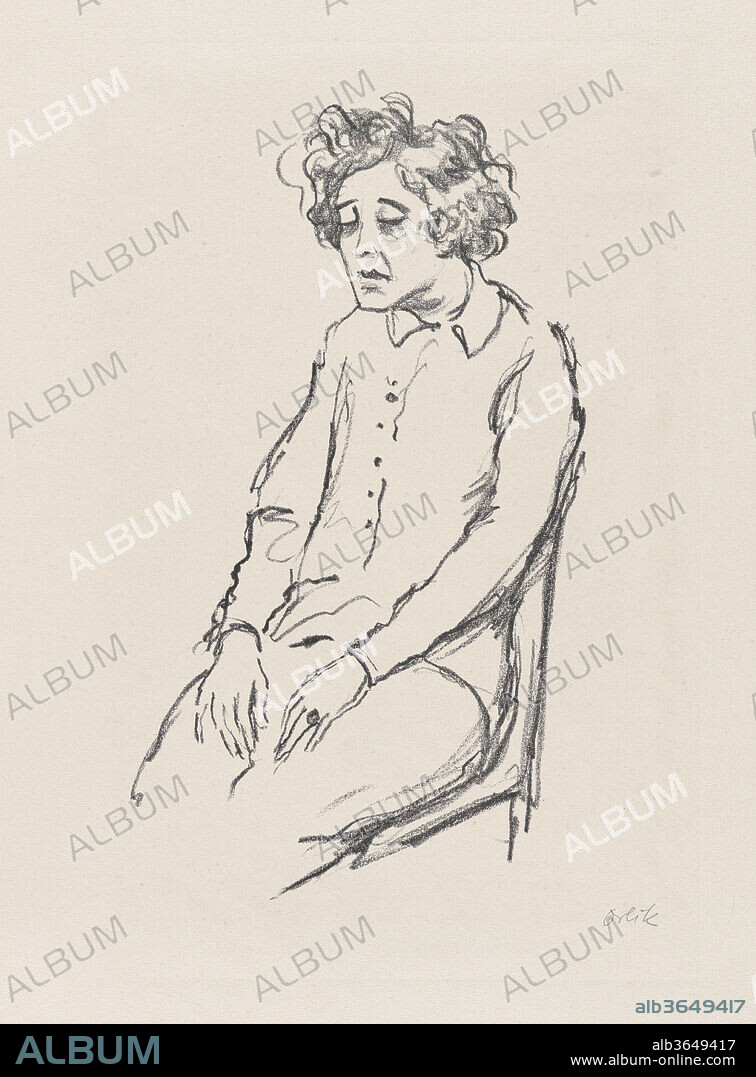 Elsa Wagner as Gräfin Geschwitz. Artist: Emil Orlik (Austro-Hungarian, Prague 1870-1932 Berlin). Dimensions: sheet: 15 7/16 x 11 7/16 in. (39.2 x 29.1 cm). Publisher: Published by Neue Kunsthandlung, Berlin. Series/Portfolio: 13/100. Date: 1919.