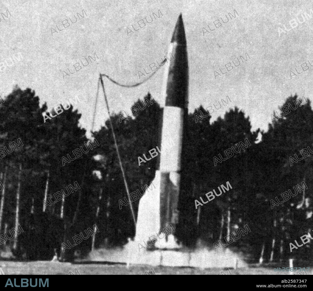 The V-2 (German: Vergeltungswaffe 2, "Vengeance Weapon 2"), technical name Aggregat-4 (A4), was a short-range ballistic missile that was developed during the Second World War in Germany, specifically targeted at London and later Antwerp. Commonly referred to as the V-2 rocket, .