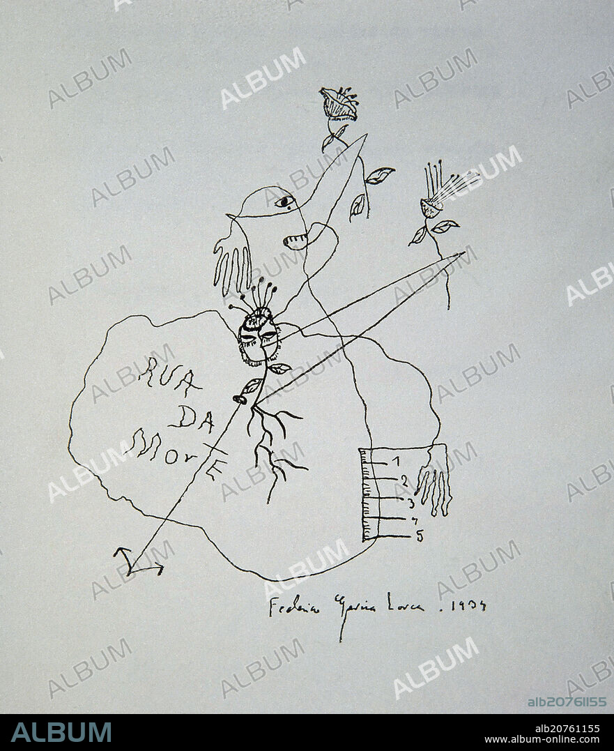 FEDERICO GARCÍA LORCA. DIBUJO "RUA DA MORTE" 1934.