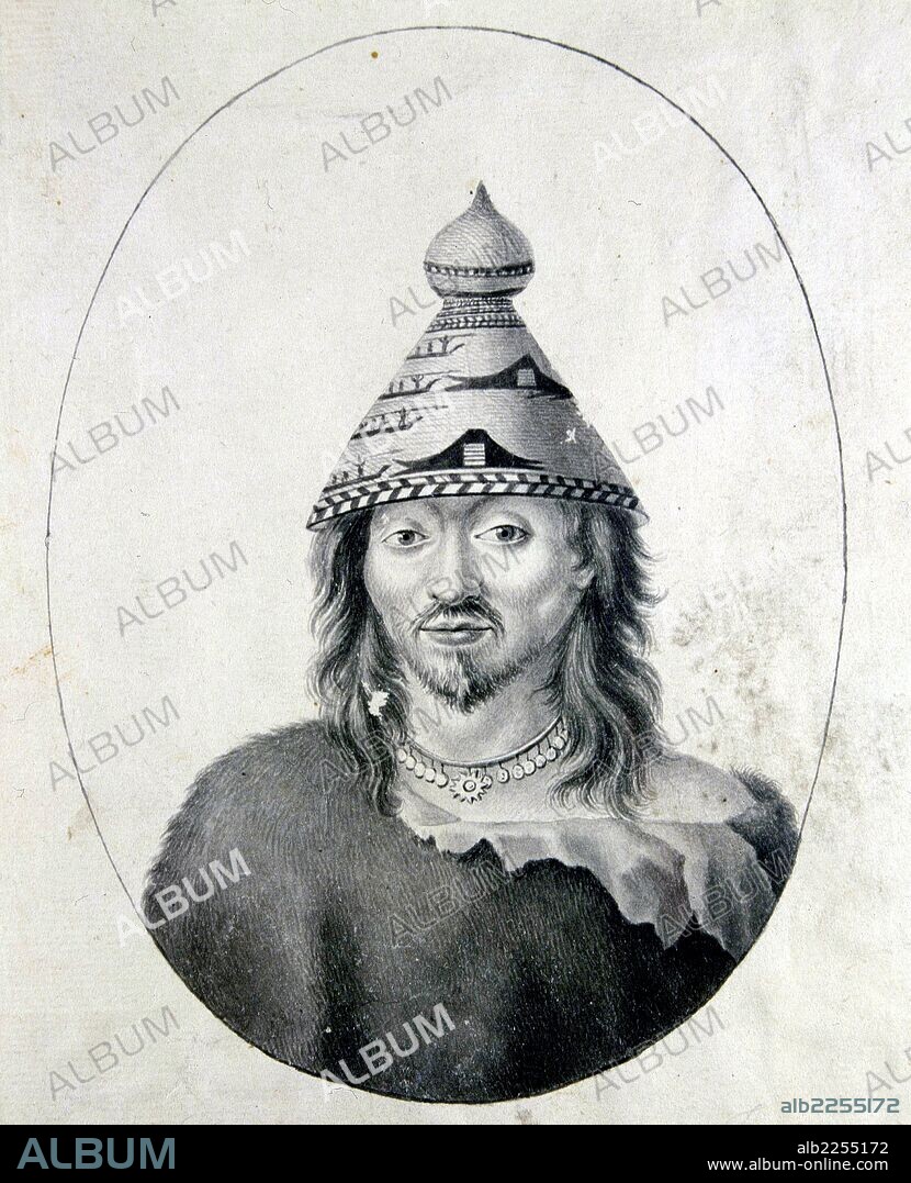 MALASPINA , ALEJANDRO. MARINO ITALIANO. 1754 - 1809. EXPEDICION CIENTIFICA 1789 - 1794. " TETACU , JEFE DE LA ENTRADA DEL ESTRECHO DE FUCA ". DIBUJO DE JOSE CARDERO. MUSEO NAVAL. MADRID.