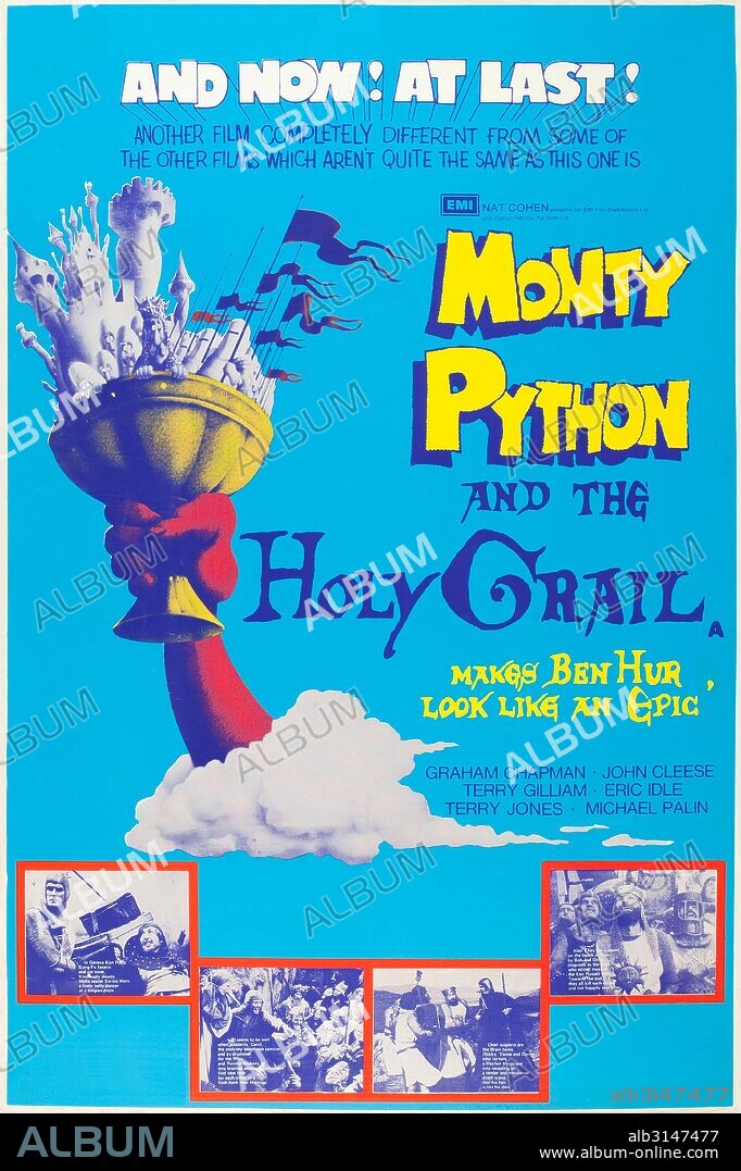 Poster of MONTY PYTHON AND THE HOLY GRAIL, 1975, directed by TERRY GILLIAM and TERRY JONES. Copyright PYTHON PICTURES/EMI.