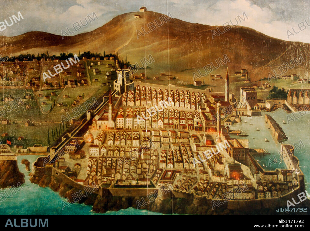 CROACIA. DUBROVNIK. Plano de la ciudad antes del terremoto del año 1667.