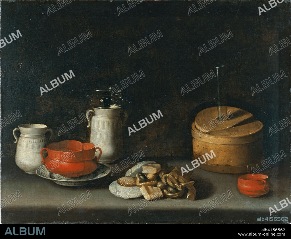 JUAN VAN DER HAMEN Y LEÓN. Juan van der Hamen y León (Madrid, 1596-1631). Bodegón con loza y dulces (hacia 1627). Óleo sobre lienzo. 77 x 80 cm.