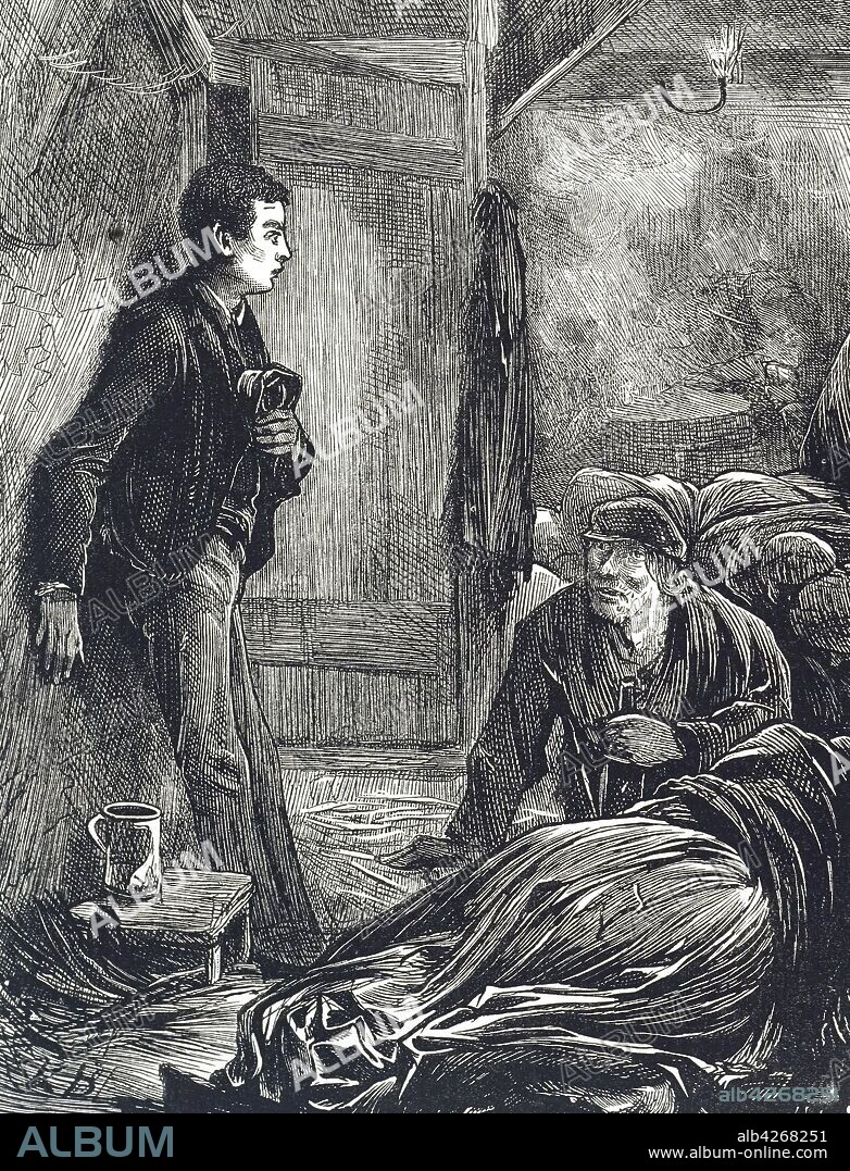 Illustration depicting a London dosshouse. Dated 19th century.