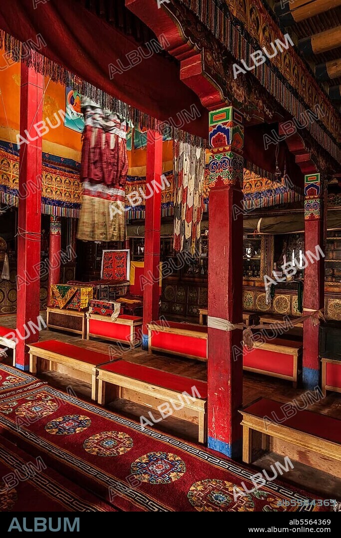 Inside Lamayuru gompa Tibetan Buddhist monastery, Ladakh, India