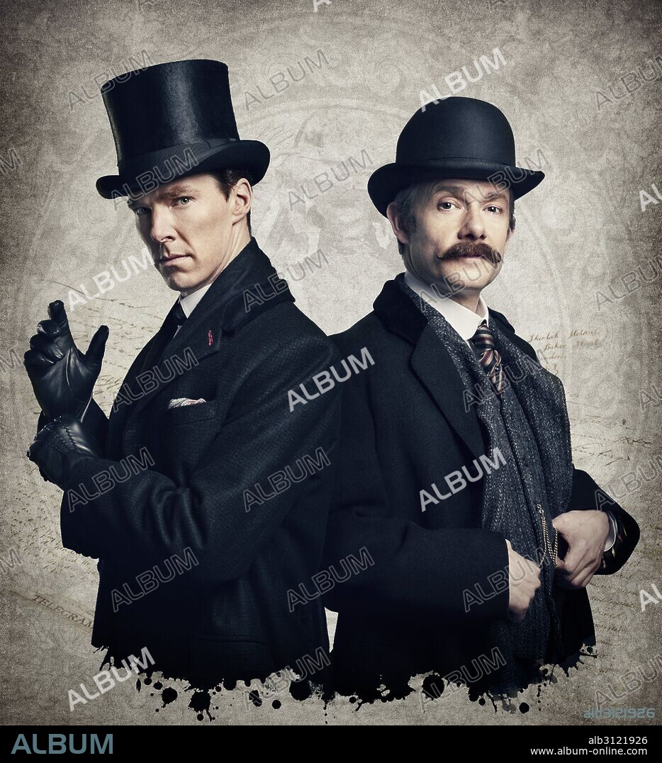 BENEDICT CUMBERBATCH and MARTIN FREEMAN in SHERLOCK, 2010, directed by PAUL MCGUIGAN. Copyright HARTSWOOD FILMS/BBC WALES. The Abominable Bride.