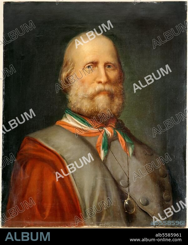 Garibaldi, Giuseppe ital. Freiheitskämpfer Nizza 4.7.1807 - Caprera 2.6.1882. Porträt. Gemälde, undat., von Antonio Lonza. (geb. 1846). Öl auf Leinwand, 65,5 × 55 cm. Berlin, Sammlung Archiv für Kunst und Geschichte.