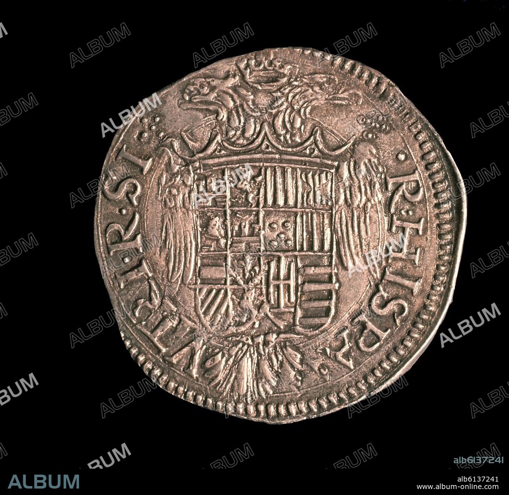 REVERSO-MONEDA DE 2 CARLINOS A NOMBRE DE CARLOS V, ACUÑADA EN NAPOLES.