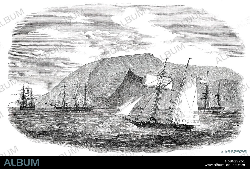 The Northernmost Chincha (Guano) Island, [Peru], 1850. Sketch by "a Traveller in Central America". 'In 1840 attention was first drawn to guano for the purposes of agriculture in Europe, and every year since shipments have increased...during the present season, 100,000 tons of guano will be taken from the island, and sold at prices varying from £9 5s. to £11 per ton, leaving, we believe, a net product in favour of the Government of Peru of about half a million sterling...For the facility...of more rapid shipment, to meet the increasing demand for the article, shoots were arranged on the Middle Island, where vessels are now also loaded...vessels are enabled, without danger, to haul close to the cliff, and receive their cargoes through wooden or canvas shoots. In this way, a vessel of 500 tons may be loaded in a couple of days'. From "Illustrated London News", 1850.
