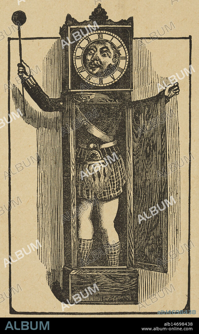 The Clock, at Middlesex Music Hall, 1888. 'Comicality' performed by Keegan & Elvin Comedy Company. Joe Elvin and his father Joe Keegan were comedians and music hall performers.