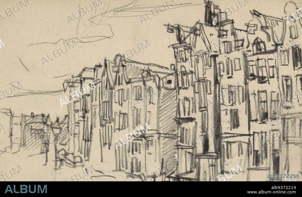 View of the Nieuwzijds Voorburgwal in Amsterdam, seen from number 176-180, Die Poort van Cleve. Page 65 and page 66 from a sketchbook with 46 pages, View of the Nieuwzijds Voorburgwal in Amsterdam., draughtsman: George Hendrik Breitner, Amsterdam, c. 1903, George Hendrik Breitner, c. 1903.