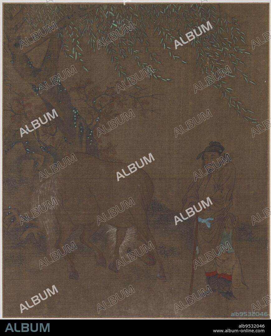 LI YU (LAST RULER OF SOUTHERN TANG) (formerly attributed). Horse and Groom under a Willow. Origin: China. Date: 1368-1644. Period: Possibly Ming dynasty. Ink and color on silk.