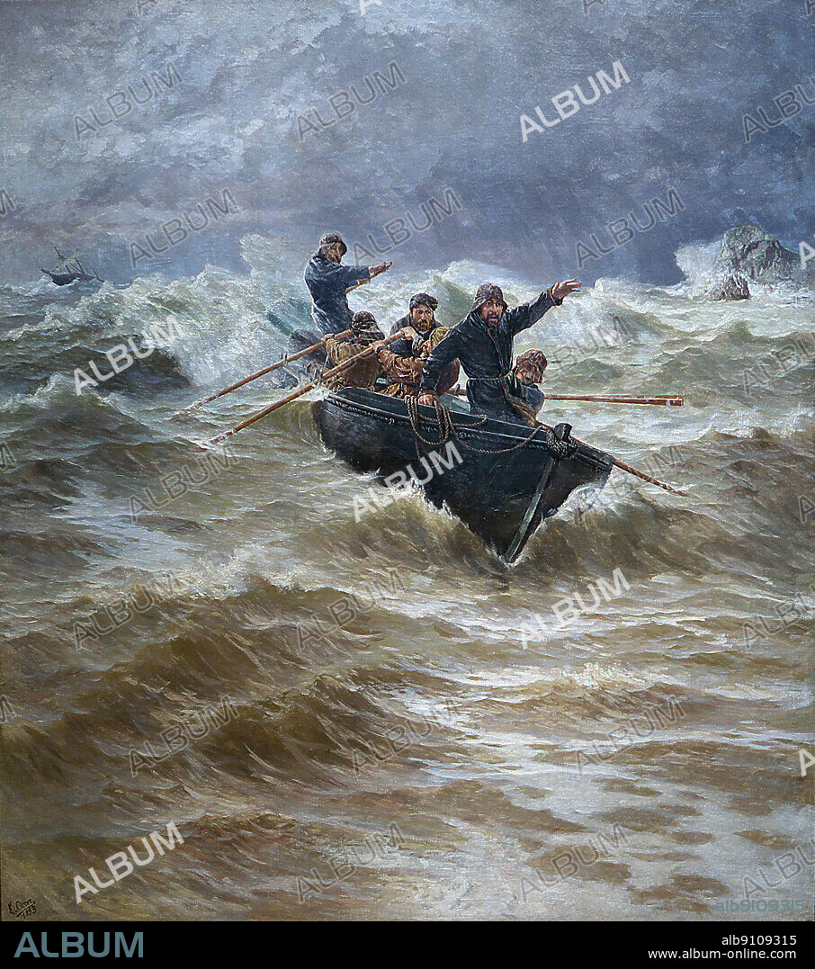 Emilio Ocón Rivas (1845-1094)/ Naufragio, la última ola, 1893.