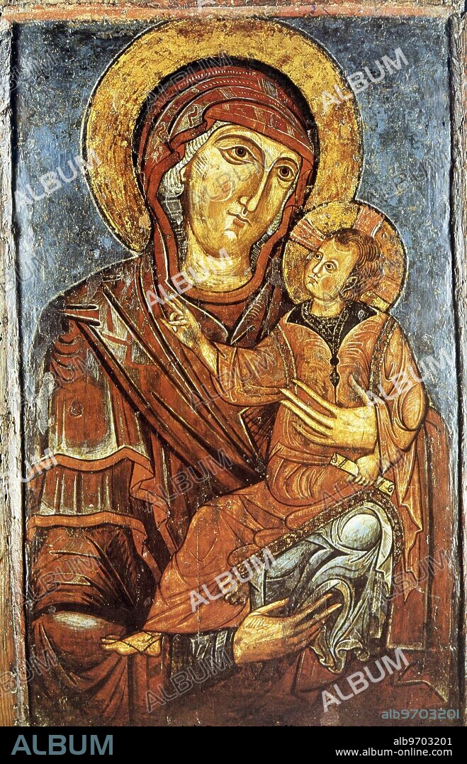 Image No. YU10HB66. St Stephen Cathedral, Roman Catholic, Hvar, Croatia.. Madonna with Child icon, 13th century.