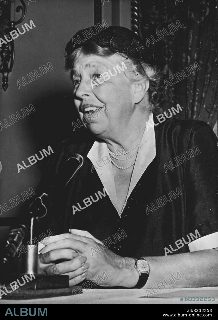 Mrs. Eleanor Roosevelt.The widow of the late Franklin Delano Roosevelt; she is one of the most active personalities in present day American political life. Photographed in September, 1953. September 22, 1953. (Photo by Camera Press).