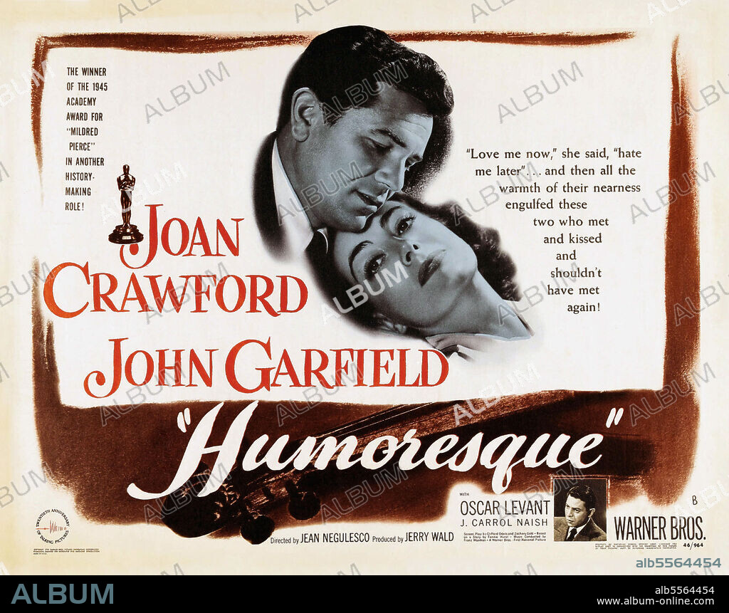 JOAN CRAWFORD y JOHN GARFIELD en DE AMOR TAMBIEN SE MUERE, 1946 (HUMORESQUE), dirigida por JEAN NEGULESCO. Copyright WARNER BROTHERS.