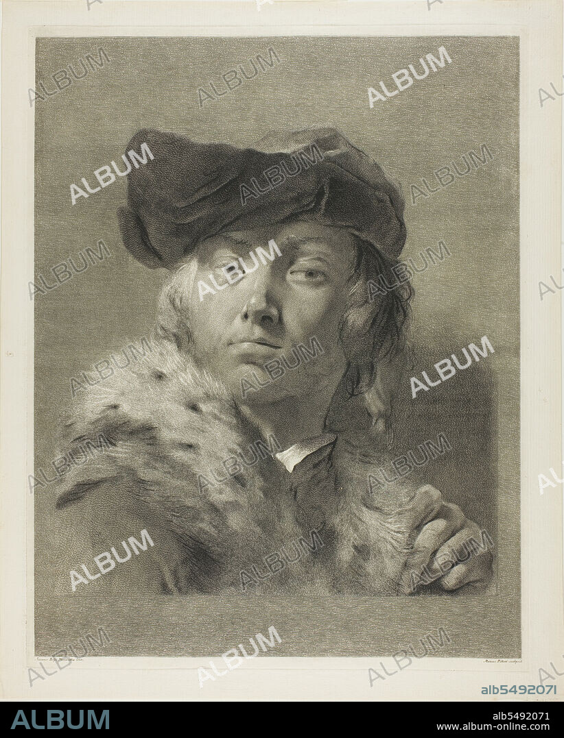 GIOVANNI MARCO PITTERI. Bust of a Young Man with a Fur-Collared Coat, c.1750.