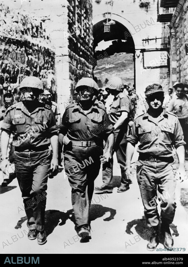 Moshe Dayan (1915-1981), Israeli General and politician,  At the Lion's Gate in the wall of the old city of Jerusalem,1967.